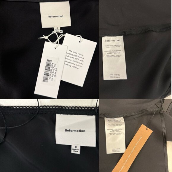 REFORMATION Sia Silk Two-Piece Sleeveless Top and Midi Skirt Set (Black) - Picture 15 of 16